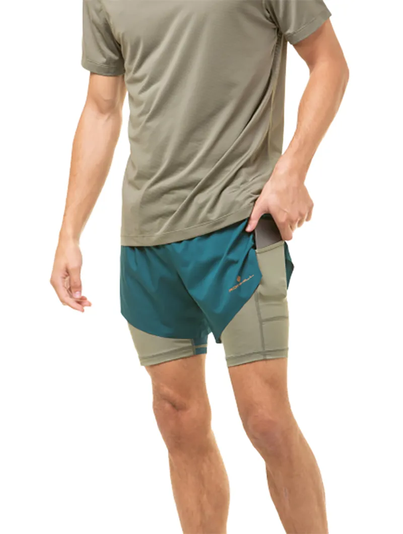 Ronhill Men's Tech Distance Twin Short Deep Lagoon/Woodland-2